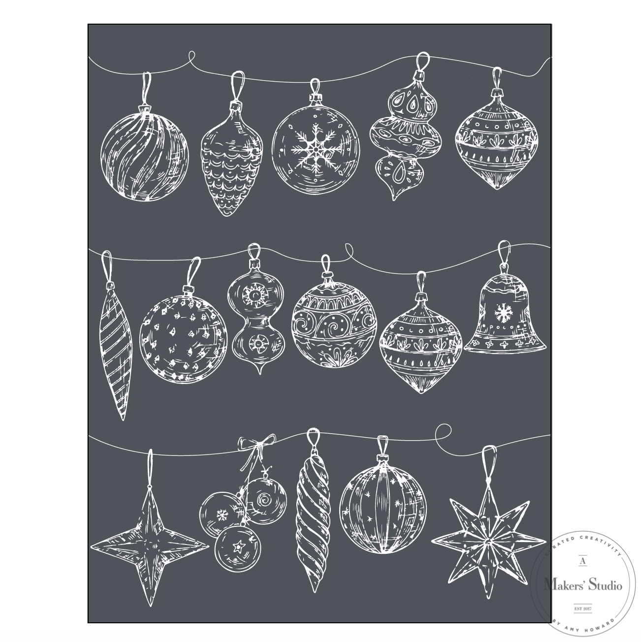 Hang the Ornaments - Mesh Stencil 8.5x11