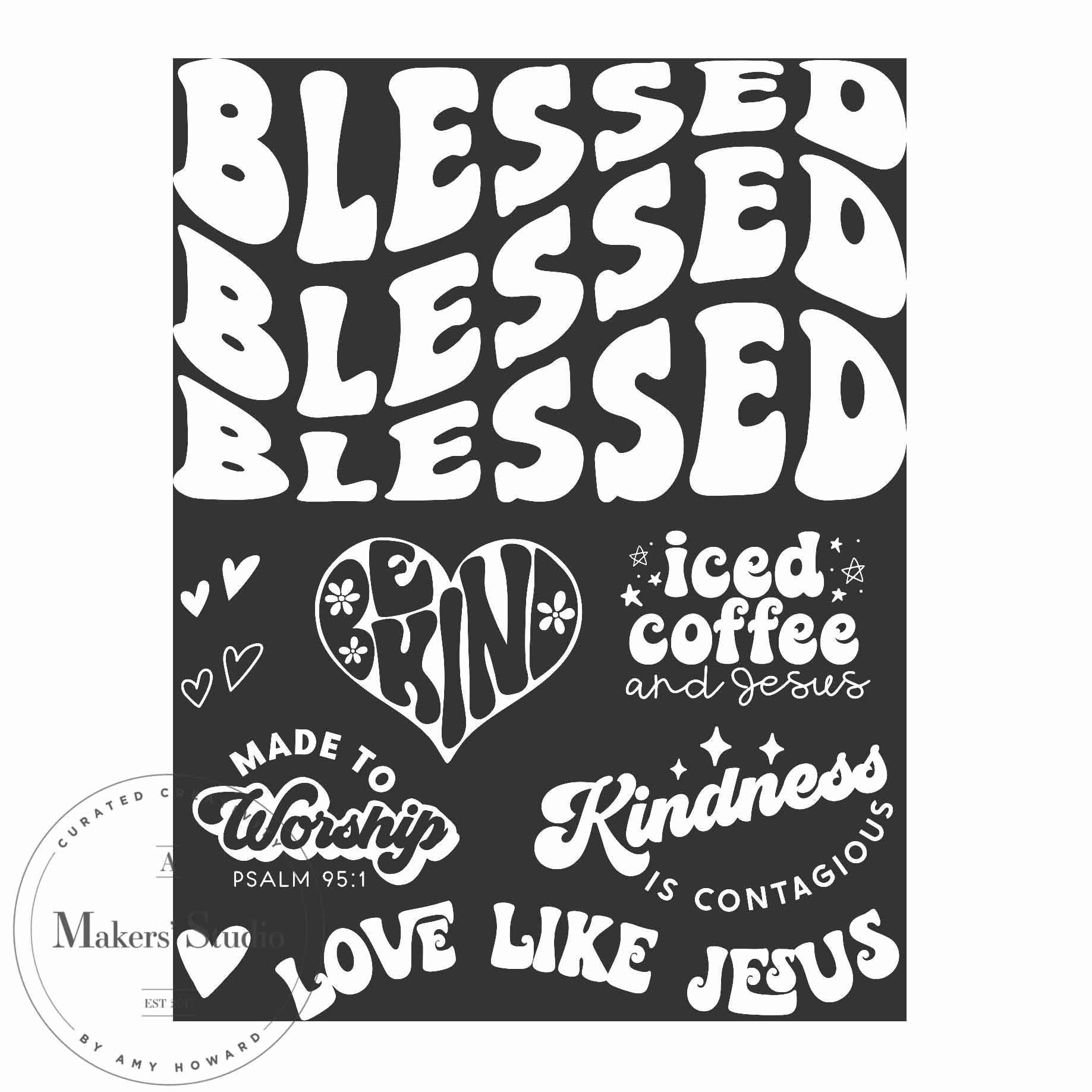 Retro Blessed - Mesh Stencil 8.5x11