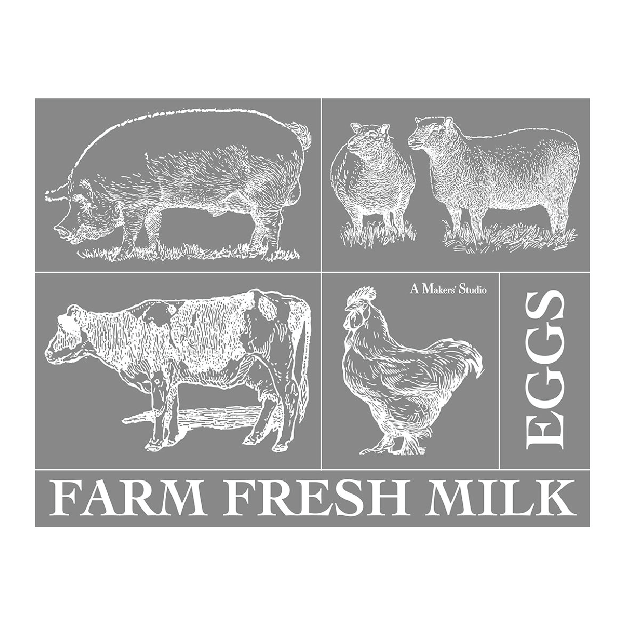 Farm Animals - Mesh Stencil 8.5 x 11